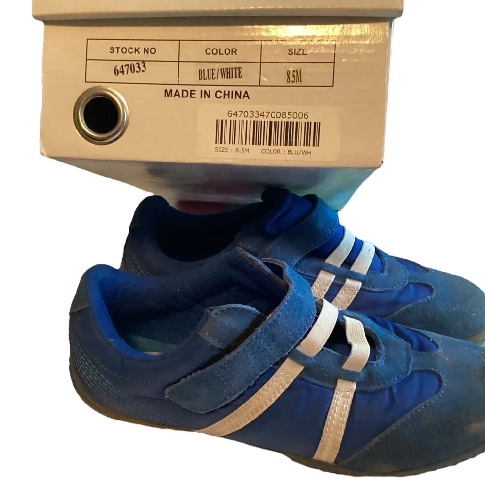 Blue Suede Leather White Embellishment AJ Valenci Tennis Shoes Sneakers Sz 8.5